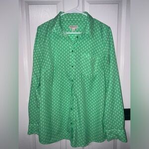 Merona Women's Long Sleeve Button Up Shirt light Green Large elegant